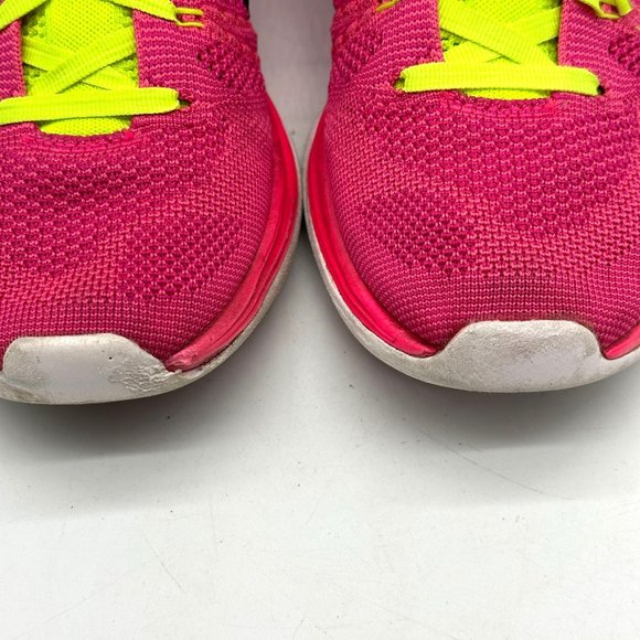 Nike Tenis Womens Flyknit One Lunarlon Running Shoes Pink/Volt Size 8 EUR 39 - Picture 5 of 13